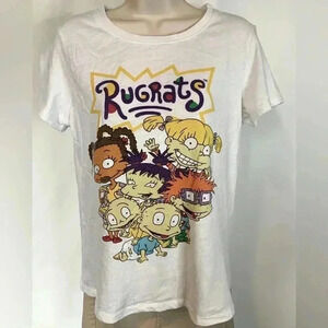 Nickelodeon branded rugrats white graphic tee, Childs XL, cotton poly blend